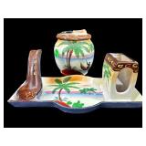 2 PC LOT HAND PAINTED JAPANESE PORCELAIN TOBACCO