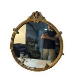 ROUND GOLD PAINTED ORNATE MIRROR