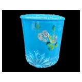 VICTORIAN BLUE OPALINE MILK GLASS HAND PAINTED