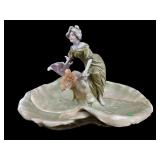 ROYAL DUX BOHEMIA PORCELAIN WOMAN IN POND