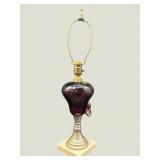 AMETHYST GLASS AND PEWTER TABLE LAMP