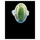 DESIGNER PAJ STERLING SILVER JADE RING;