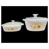 2 VINTAGE CORNING WARE WILD FLOWER CASSEROLES