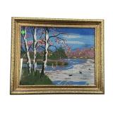 EARLY SCENIC LANDSCAPE NEEDLEPOINT