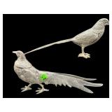 PR OF ORNATE EPNS PHEASANT FIGURINES
