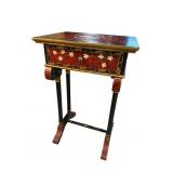 PAINT DECORATED ONE DRAWER END TABLE