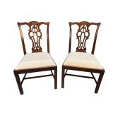 2 MAITLAND SMITH SOLID MAHOGANY CHIPPENDALE CHAIRS