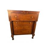 WALNUT 19TH CENTURY TURNED LEG 4 DRAWER CHEST