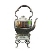 ANTIQUE SILVERPLATE COFFEE POT ON STAND