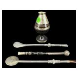 4 PC LOT YERBA MATE SET WITH BOMBILLA STRAWS
