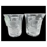 2 LALIQUE CRYSTAL LES ENFANTS SHOT GLASSES