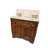 WALNUT VICTORIAN MARBLE TOP WASHSTAND