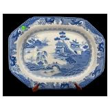 LARGE ORIENTAL BLUE WILLOW PLATTER