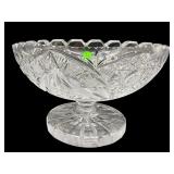 BOHEMIAN CZECH CRYSTAL FOOTED COMPOTE BOWL