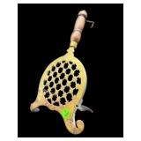 ANTIQUE BRASS AND WOODEN HANDLE TRIVET