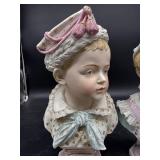 2 GERMAN BISQUE PORCELAIN CHILDREN BUSTS