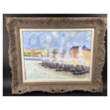 LEE WERNER TEXTURED PAINTING ON BOARD IN ORNATE