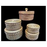 SET OF 5 STACKING BASKET WEAVES BOXES