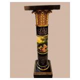 BRONZE AND MARBLE PAINT DECORATED PEDESTAL