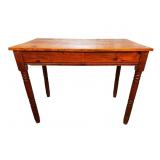 HEART PINE ANTIQUE TURNED LEG TABLE