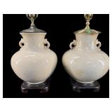 2 CRACKLE GLAZE PORCELAIN JAR LAMPS
