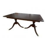 MAHOGANY DOUBLE PEDESTAL DINING ROOM TABLE