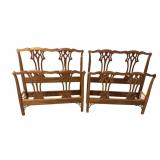 2 MAHOGANY CHIPPENDALE SINGLE BEDS