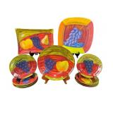 SET OF 11 VIETRI FRUIT DECORATED SERVING SET