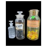 3 PC LOT FOREIGN APOTHECARY/MEDICINE BOTTLES