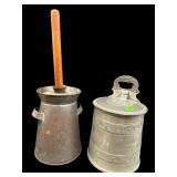 2 PC LOT TINWARE AND PEWTER CANISTER & SMALL