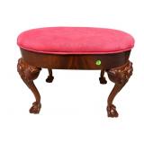 FLAMED MAHOGANY CHIPPENDALE OVAL BENCH