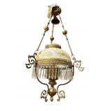 VICTORIAN BRASS AND PRISM CHANDELIER
