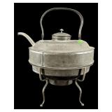 ANTIQUE ALUMINUM TEA KETTLE AND BURNER
