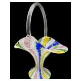 VENETIAN ZANFIRICO MURANO HAND BLOWN GLASS BASKET