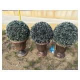 3 BATTERY POWERED LIGHTED FIBERGLASS PLANTS