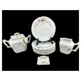 10 PCS LEONARD VIENNA FLORAL PORCELAIN CHINA