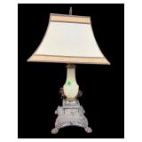 ORNATE METAL AND ALABASTER TABLE LAMP