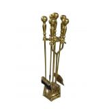 SET OF BRASS FIREPLACE TOOLS