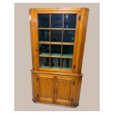 19TH CENT. ALL PEGGED 12 PANE PINE CORNER CUPBOARD