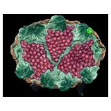 GRAPE AND LEAF HAND PAINTED CERAMIC SERVING DISH