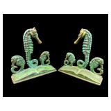 PR OF DECORATIVE BRASS SEAHORSE BOOKENDS