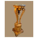 MARQUETRY INLAY MARBLE TOP PEDESTAL