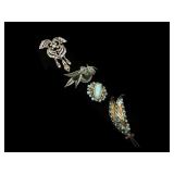 LOT OF SILVER TONE COSTUME FEAUX STONED BROOCHES