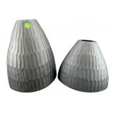 2 PC SET OF HEAVY MODERN DESIGN GLASS HALIFAX