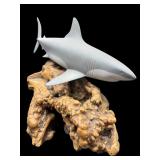 JOHN PERRY RESIN GREAT WHITE SHARK ON BURLWOOD