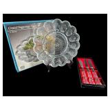 2 PC LOT INDIANA GLASS EGG PLATE AND KNIFE SET IN