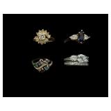 LOT OF CZ STONE COSTUME RINGS