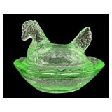 2.5 IN MARBLEIZED MINIATURE APPLE GREEN HEN ON