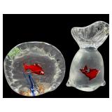 2 PC LOT OF MURANO STYLE FISH PAPERWEIGHTS