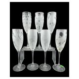 SET OF 7 LUMINARC FRANCE SIGNED FROSTED CHAMPAGNE